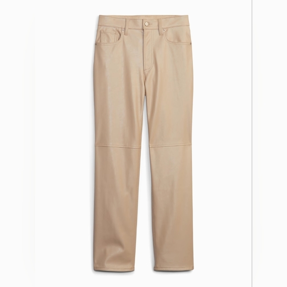 High Rise Faux-Leather Cheeky Straight Pants - Picture 6 of 9